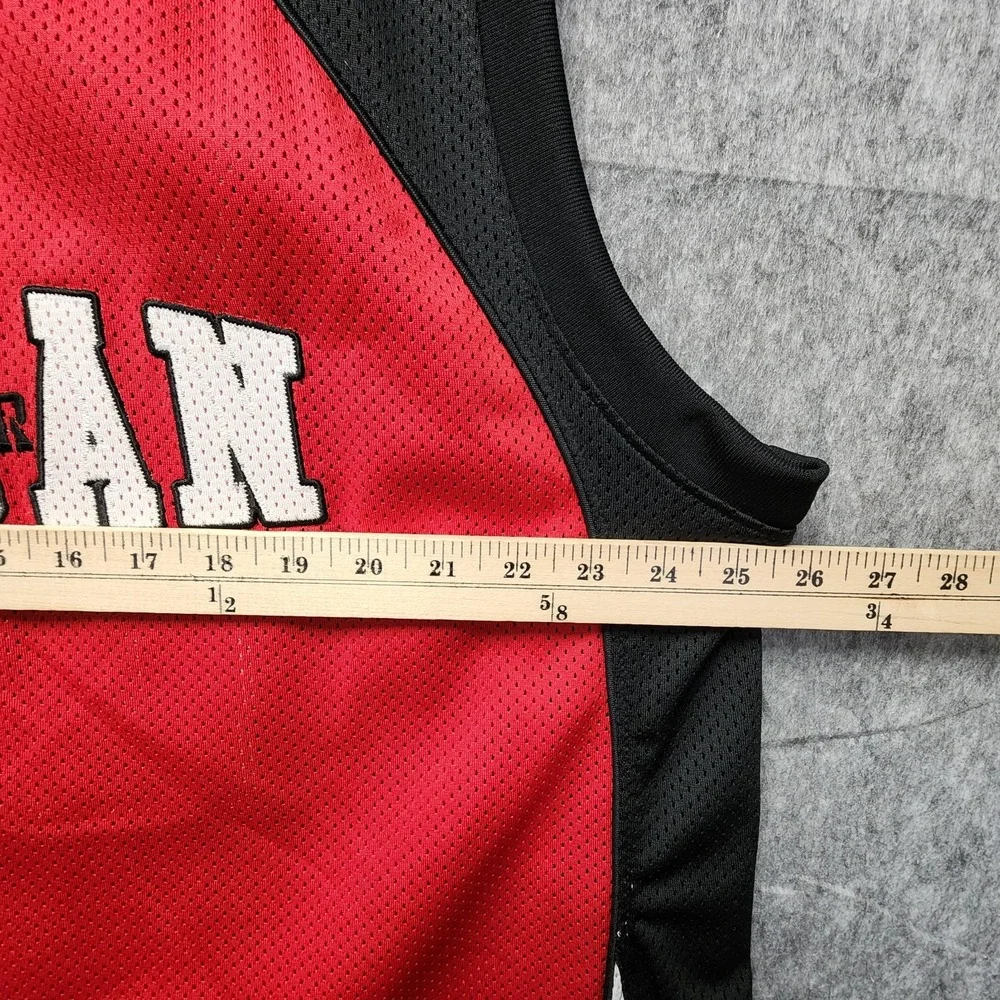 Vintage Nike Air Jordan Spellout Jersey Mens XXL Red Black Mesh‎ #23 Back Hit